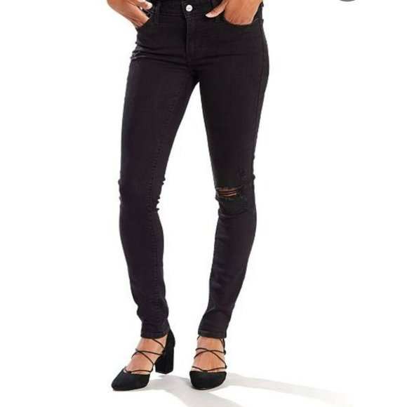 Levi's Denim - Women's Levi's 711 Skinny Jeans Black Distressed Jeans Size 30